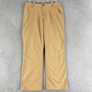Carhartt Original Fit Canvas Work Pants Womens 14 Short Tan Stretch Straight Leg